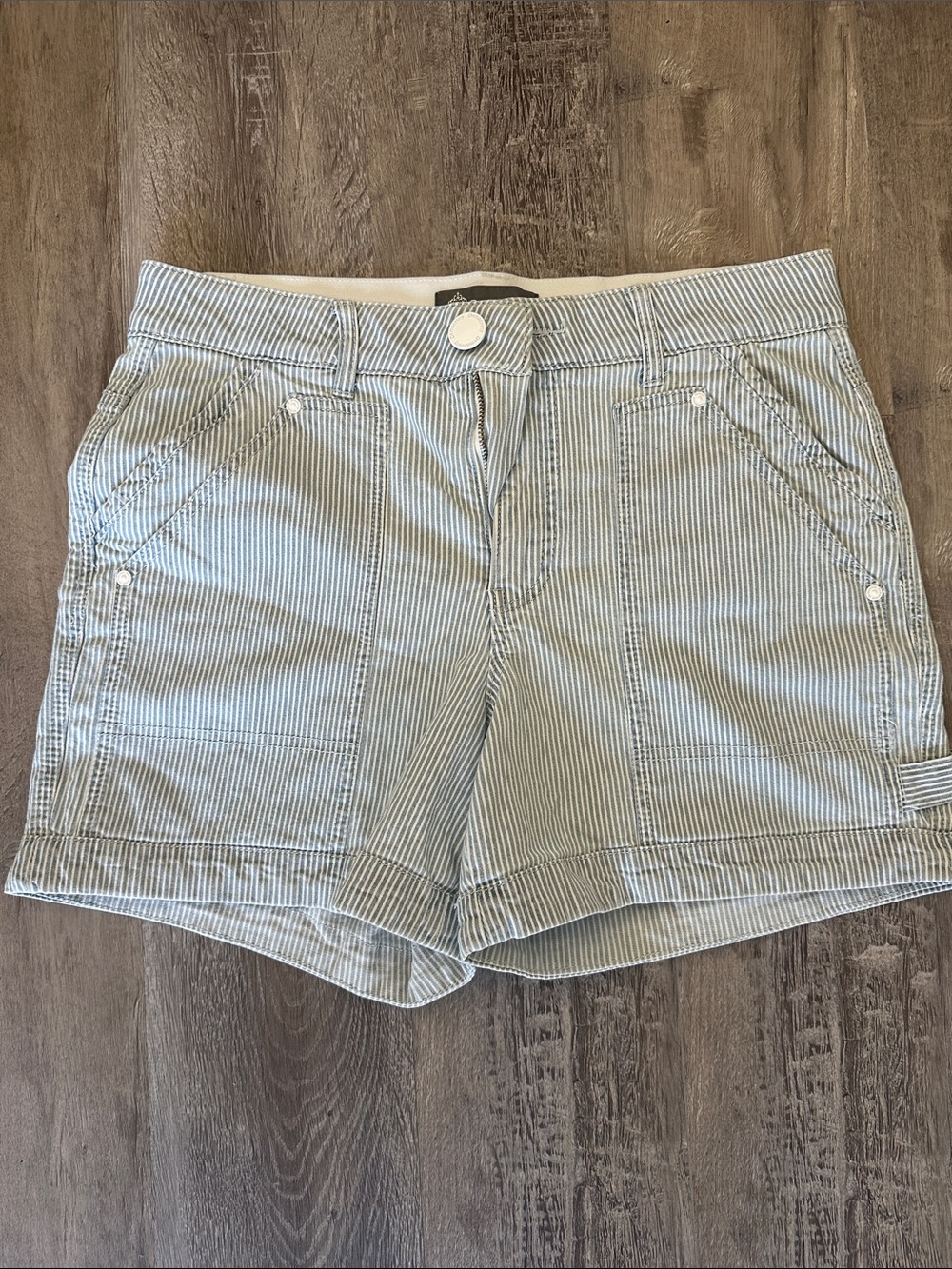 Democracy Blue and White Striped Bermuda Shorts